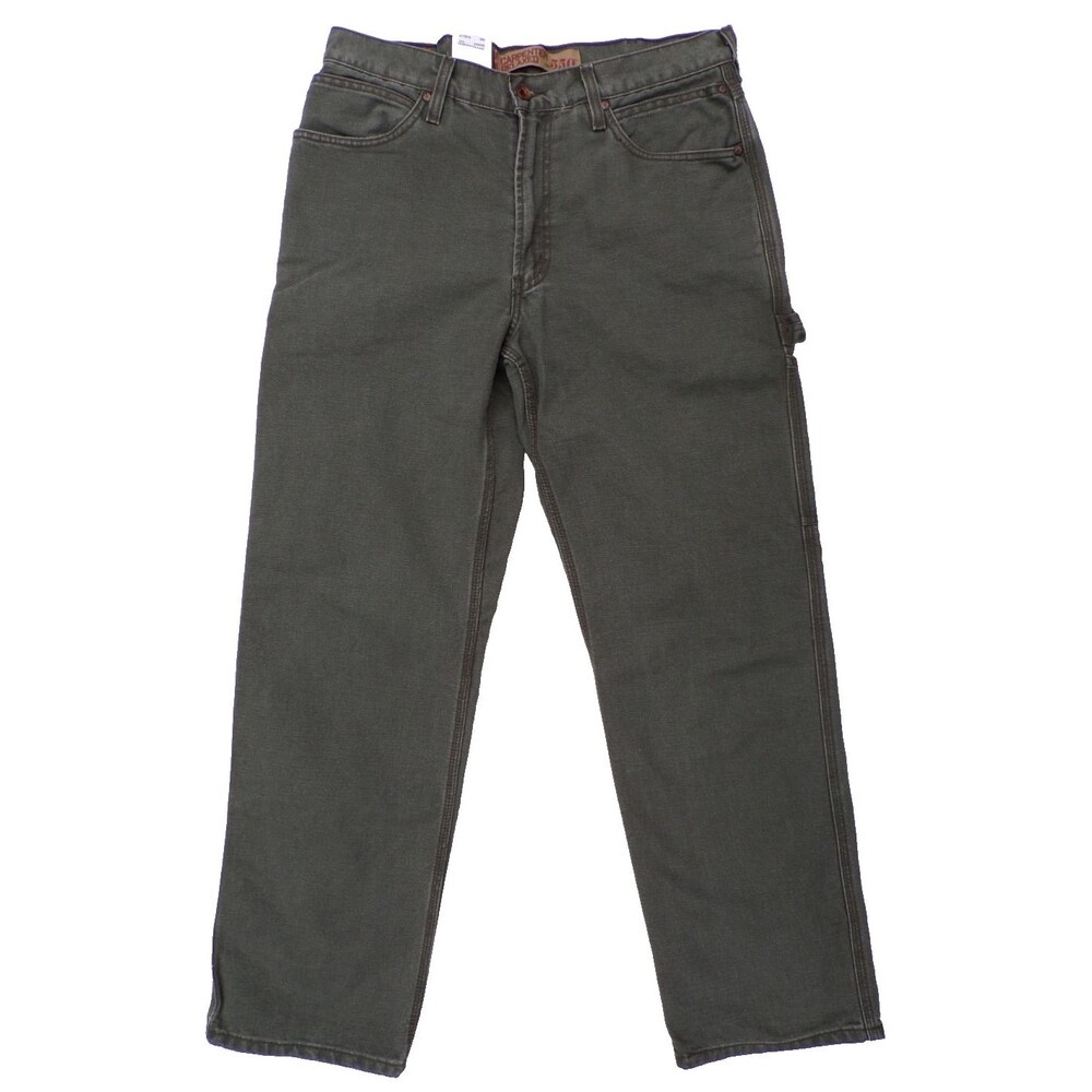 Vintage Levis 550 Green Canvas Relaxed Carpenter Workwear Jeans Men's 34x31 NWT!